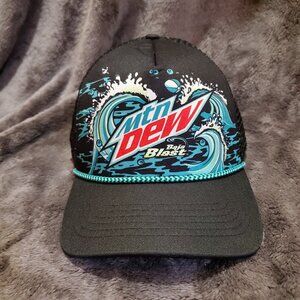 H3 Headwear Mountain Dew Baja Blast Big Waves Black Mesh Trucker Hat Multicolor
